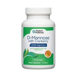 DOCTORS' PREFERRED D-Mannose 1300 MG with Cranberry 500 MG Supplement - Premium Formula (90 Vegan Tablets)