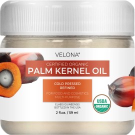 velona USDA Certified Organic Palm Kernel Oil - 2 oz | 100% Pure and Natural