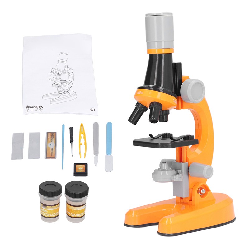 Kids Microscope Kit LED 1200X Microscope with Specimen Slides Science