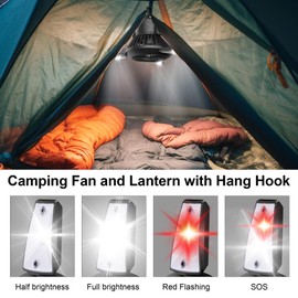 Solar Camping Ventilator USB mit LED Licht, Solar lüfter mit 4000mAh akku, Camping Ventilator für Zelt, Camping, Angeln, Auto, Outdoor