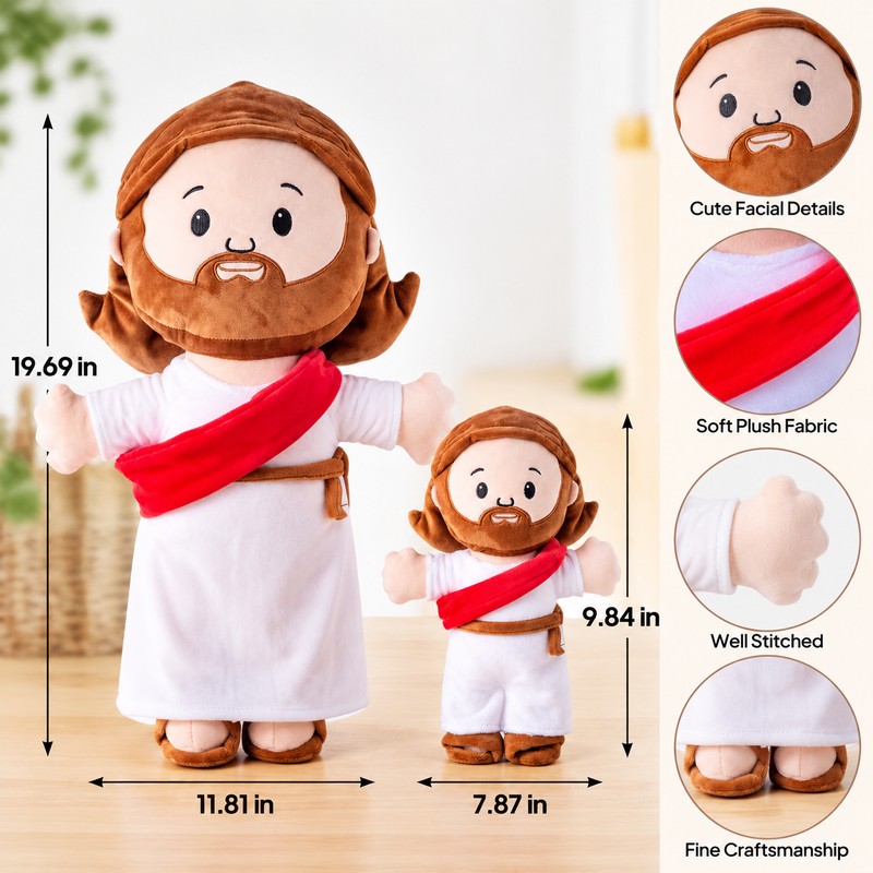 Cartoon Jesus Plush Doll Pillow – Soft Stuffed Character Toy