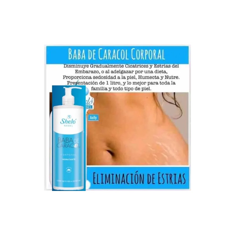 Crema Baba De Caracol Corporal 1 Lts Hidratante Shelo S156+2