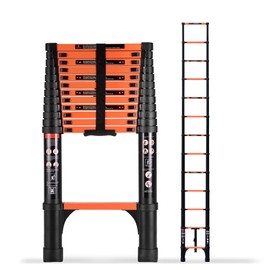 SINMEIRUN 16.5 FT Telescoping Ladder, Aluminum Extension Ladder, 330 lbs Load Capacity, Multi-Purpose Collapsible Ladder for Home and Work; Orange