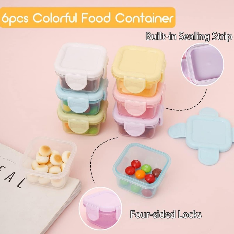 Plastic Salad Dressing Containers, 6Pcs Mini Food Storage Containers,Small Food