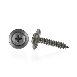 MAIN ST COLLECTIVE 50-Pack Black Sheet Metal Screws - 8 x 3/4" Phillips Pan Head Trim Screws with 1/2" Outside Diameter Loose Washer for Bumper, Fender and Automotive Fastening, Fit for Ford