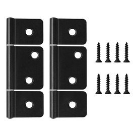 Screw Man Three Leaf Non-Mortised Hinge Bifold Door Hinges Bifold Butt Cabinet Hinges Black (2 Pack) for Mobile Home & RV Interior or for Furniture Windows Cupboard with Screws