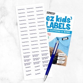 Ez Kids Clothing Labels Self-Stick No-Iron Write-On | Great for Children & Adults | Washer & Dryer Safe | School, Camp, Nursing Care, Toys, Organizing, All Purpose (60-Pack)