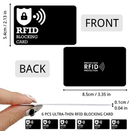 KEYRI 6 PCS RFID Blocking Card Ultra Thin Black Credit Card Protector & Bankcards Protector Anti Theft Blocker Credit Cards Protection for Wallets - RFID Cards Safecard for Men & Women (Black)