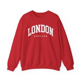 CUSTOMI London England Adult Unisex Crewneck Sweatshirt, Red, L