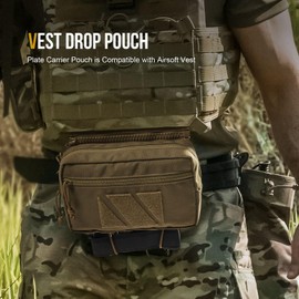 OneTigris Tactical Drop Pouch, Dangler Pouch PLUS1S Admin Pouch Tactical Tool Pouch with Hook and Loop Panel for Tactical Vest Chest Rig Plate Carrier Tactical Gear