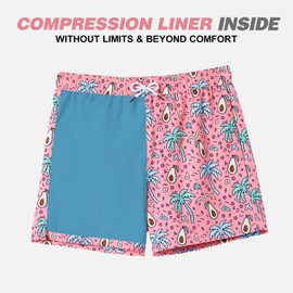 BRISIRA Mens Swim Trunks Quick Dry Swim Shorts 5 inch Inseam Stretch Water Beach Shorts with Compression Liner Zipper Pocket