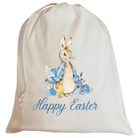 Second Ave Cute Blue Bunny Rabbit Easter Sack Bag Easter Egg Hunt Basket Gift Bag Boys