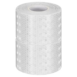 HARFINGTON 2 Rolls Reflective Tape 2" x33ft Adhesive Night Safety Warning Tapes Outdoor Bicycle Adhesive Reflector Stickers for Vehicles Trailers Trucks Bike Cars Signs, White