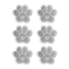 Paw Print with Heart Silicone Mold | 6 Pack | Size 4" Wide x 3.75" Long x 1" Deep | Paw Print with Heart Design for Freshie, Soap, Resin, Candles
