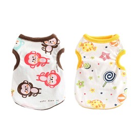 TENGZHI 2 PCS Cotton Pet Dog Cat Shirt Cartoon Print Dog T-Shirt Clothes for Small Medium Dogs Puppy Cats Spring Summer Breathable Vest Costume