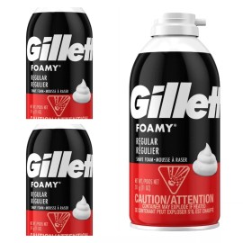 Gillette Pack of 3 New Gillette Foamy Shave Foam cream soap Regular Original 11 Ounce
