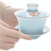 Hormsdar Yixing Handmade Celadon Colorful Koi Fish Gaiwan,Chinese Gongfu Tea