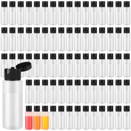 Honeydak 80 Pack 2 oz Plastic Squeeze Bottles with Black Flip Top Caps, Empty Paint Bottles for Paint Mixing, Hand Sanitizer, Liquids, Shampoo, Lotion, Essential Oils