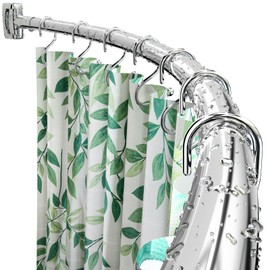 YNL Curved Shower Curtain Rod 35-82In(2.9-6.8Ft), Matte Black Rounded Rustproof Shower Rod for Bathroom Bathtub, Adjustable Arched Shower Rod, Never Rust|Extra Space|Non-Slip|Expandable|Need to Drill