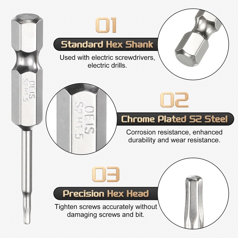 HARFINGTON H1.5 Hex Head Screwdriver Bit 1.5mm Metric Flat Tip
