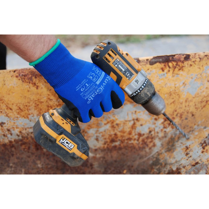 Ruvigrab Ecosandy/9/12 Pair Unisex Adult Work Glove, Blue/Black, Size 9-12
