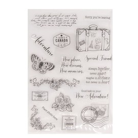 arriettycraft Arbuya Travel Adventure Suitcase Butterfly Flowers Sentiments Stamps Rubber Clear Stamp/Seal Scrapbook/Photo Album Decorative Card Making Clear Stamps