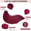 Human Hair Clip in Extensions Burgundy 16 Inch 7 Pcs