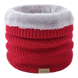 HYUET Winter Tube Scarf Loop Scarf Round Scarf Thick Fleece Neck Warmer Lined Soft Thermal Neck Tube Neck Warmer Men Women Winter for Sports Ski Men Women, red
