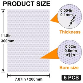 Pndeyo 5 Sheets 0.5mm White Fursuit Eyes Mesh, Waterproof Printable PVC Eye Mesh Sheet for Furry Cosplay Props Fursuits Handicrafts Making- 11.8in x 7.87in