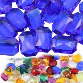 Allstarco 25x18mm Blue CH09 Octagon Acrylic Pirate Treasure Gems Plastic Jewels for Party & Games, Table Scatter, Vase Fillers, Wedding Decor Gemstones Favors - 40 Pieces