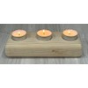 Wooden 3 Tea Light Candle Holder, 8 Inches (Natural Wood,
