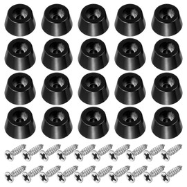 PATIKIL Cutting Board Feet,20 Pieces Non Slip Rubber Feet Bumpers with 304 Stainless Steel Screws for Cutting Board Furniture Chairs Desks 0.49"Wx0.28"H, Black