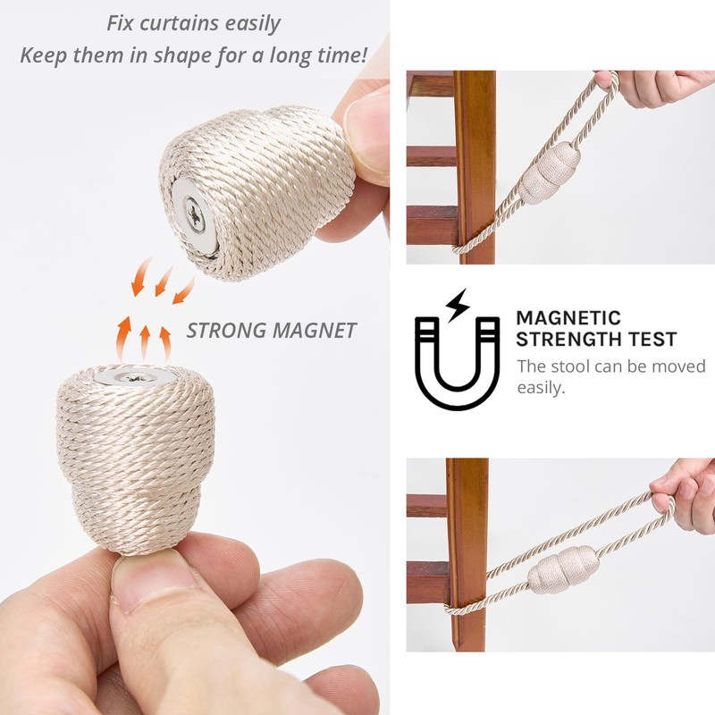 Pretty Jolly 2 Pack Strong Magnetic Curtain Tiebacks Handmade Weave