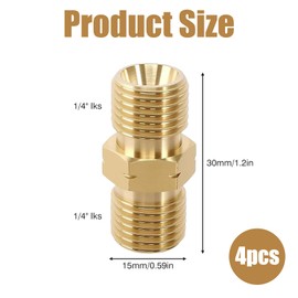 Pack of 4 Gas Hose Connectors Double Nipple 1/4 Inch LH, Gas Connection Adapter, DN8 LKS Double Nipple Brass Gas Hose Connector for Gas, Liquids Pipes, Coupling Propane Acetylene Gas Hose