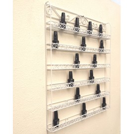 PANA Metal Nail Polish Rack with Stronger & Sturdy Metal Frame Unbreakable (6 Rows, White)