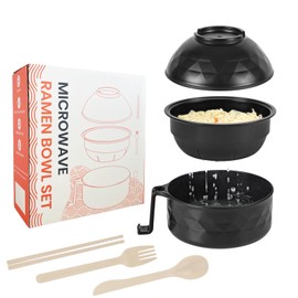 RORBAM Microwave Ramen Cooker,Ramen Bowl Set,Microwave Noodle Bowl,Ramen Bowl With Chopsticks and Spoon, College Dorm Room Essentials for Girls for Boys, Apartment Essentials, BPA-Free. (black) …