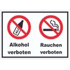 HB-Druck Schild Alkohol Rauchen verboten A2 Rückseite selbstklebend