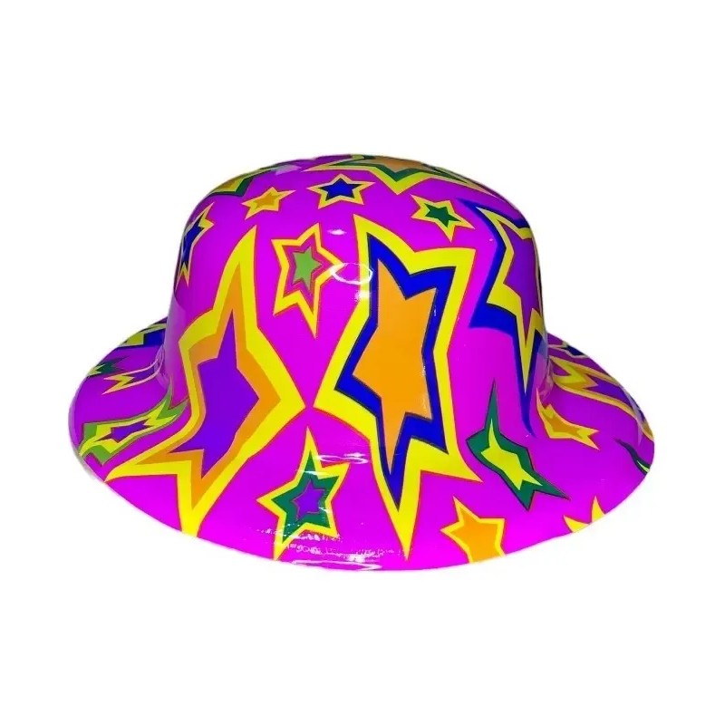 10 Sombrero Bombin Neon Plastico Fiesta Boda Evento Batuca