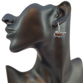 Kiara Jewellery 925 Sterling Silver Robin Earrings with Brown Baltic Amber, Sterling Silver, Amber Artificial Turquoise