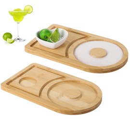 2 Pcs Margarita Salt Rimmers, Wooden Cocktail Salt Rimming Tools, Bartender Tool Kit, Fit Wide Glasses up to 4.7", Bowl Not Included, Ideal for Parties and Bars