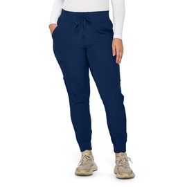 Monarch Uniforms Womens Jogger Scrubs Ribbed Jogger Scrub Pants for Women-(Navy Blue)-2X