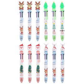 Christmas Ballpoint Pens, Pack of 12 Christmas Cute Rollerball Pens Stationery Set 6 Colours Christmas Rollerball Gel Ink Pens Snowman Santa Claus Reindeer Christmas Tree Pen