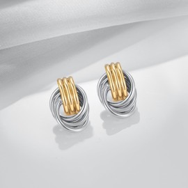 LILIE&WHITE Earrings for Women Gold and Silver Double-Tone Twisted Knot Drop Earrings – Unique Statement Design for Everyday Elegance