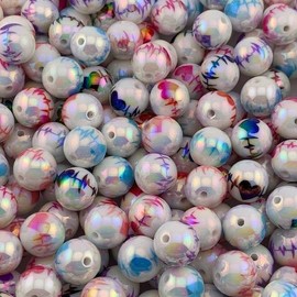 Printed 16mm Beads 15pk - Customizable Designs for DIY Projects, Durable High-Quality Acrylic Beads for Crafting & Jewelry Making:_Heart Beat