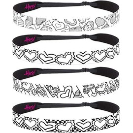 Hipsy Coloring Bands Adjustable NO SLIP Headband Valentine's Day Activities Sets for Kids and Adults (Valentine's Multi Heart 4pk)