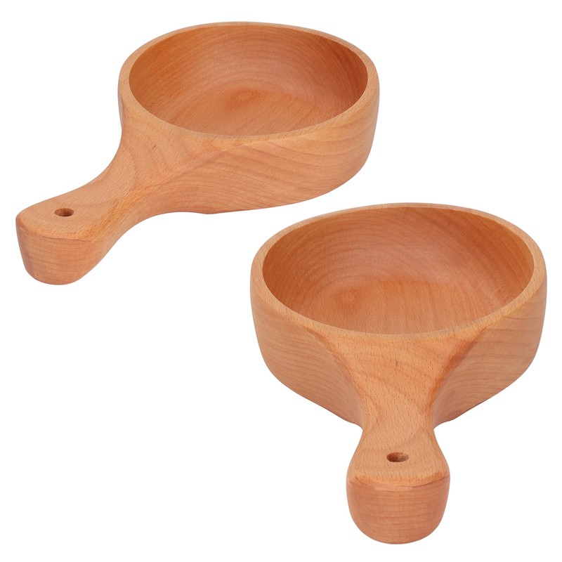 Wooden Bowl with Handle Noodle Bowl for Salad Fruit Soup