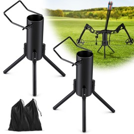Gulfmew Ground Bow Stand with Quiver, Bow Accessories,13.6 in,Black,1 Pack
