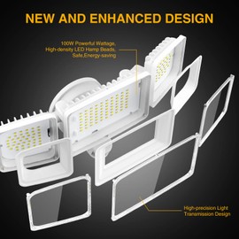 Onforu 100W LED Security Lights Motion Sensor Light Outdoor, 9000LM Ultra Bright, 6000K, IP65 Waterproof Flood Light Motion Detector with 3 Head, Exterior Floodlight Wall Light for Entryway, Garage