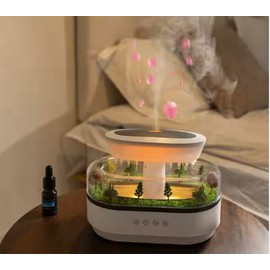 Diffuser Humidifier, Colorful Light, Raindrop & Natural White Noise, Mini Forest Landscape. Aromatherapy, Music, Flowing Water, Bird Call Sounds. Gifts for Teens and Adults, Multi-funtional Device.
