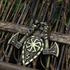 Shield Pendant Norse Viking Axe Shield Sword Necklace for Men,